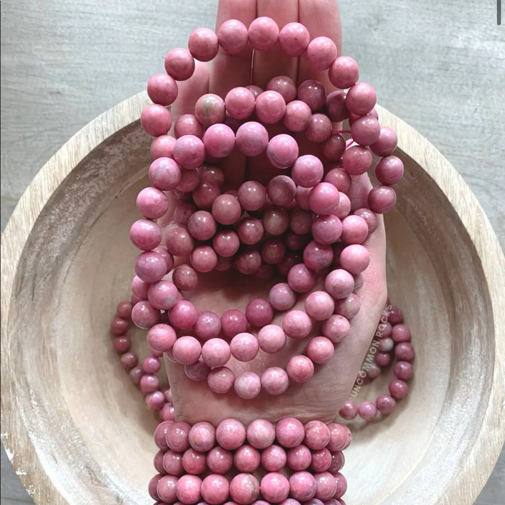 Uncommon Rocks Rhodonite Stone Bead Bracelet
